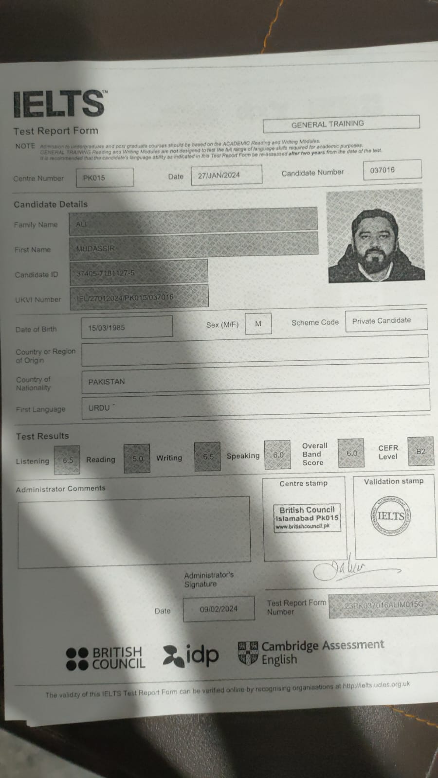 IELTS Certificate