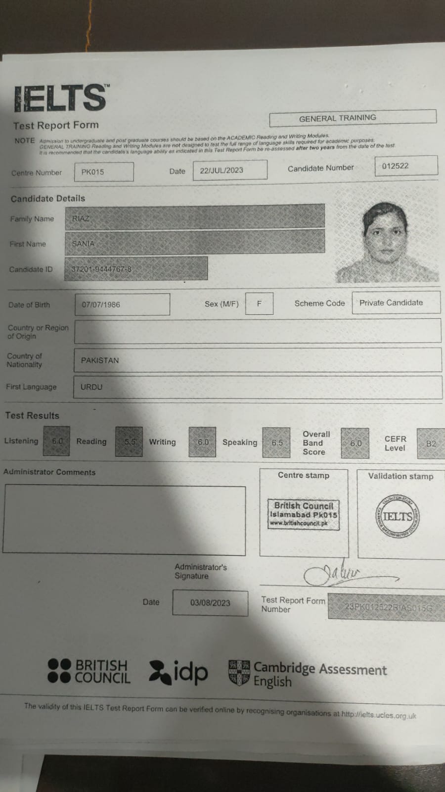 IELTS Certificate