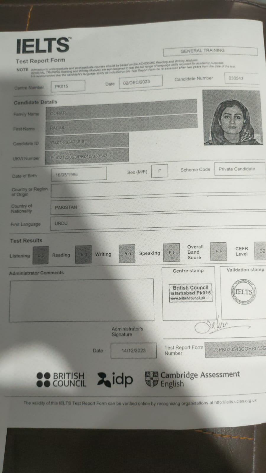 IELTS Certificate