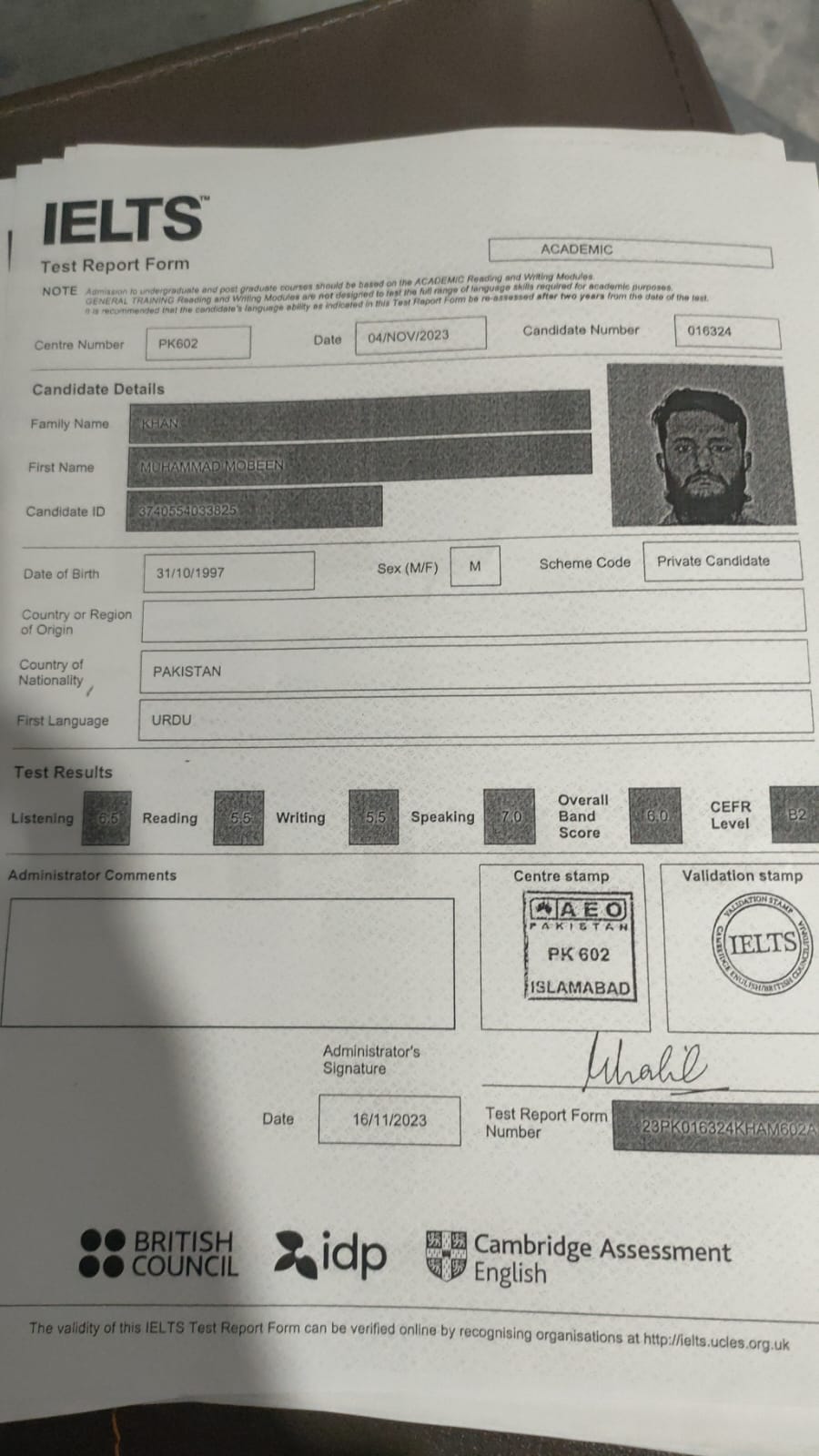 IELTS Certificate