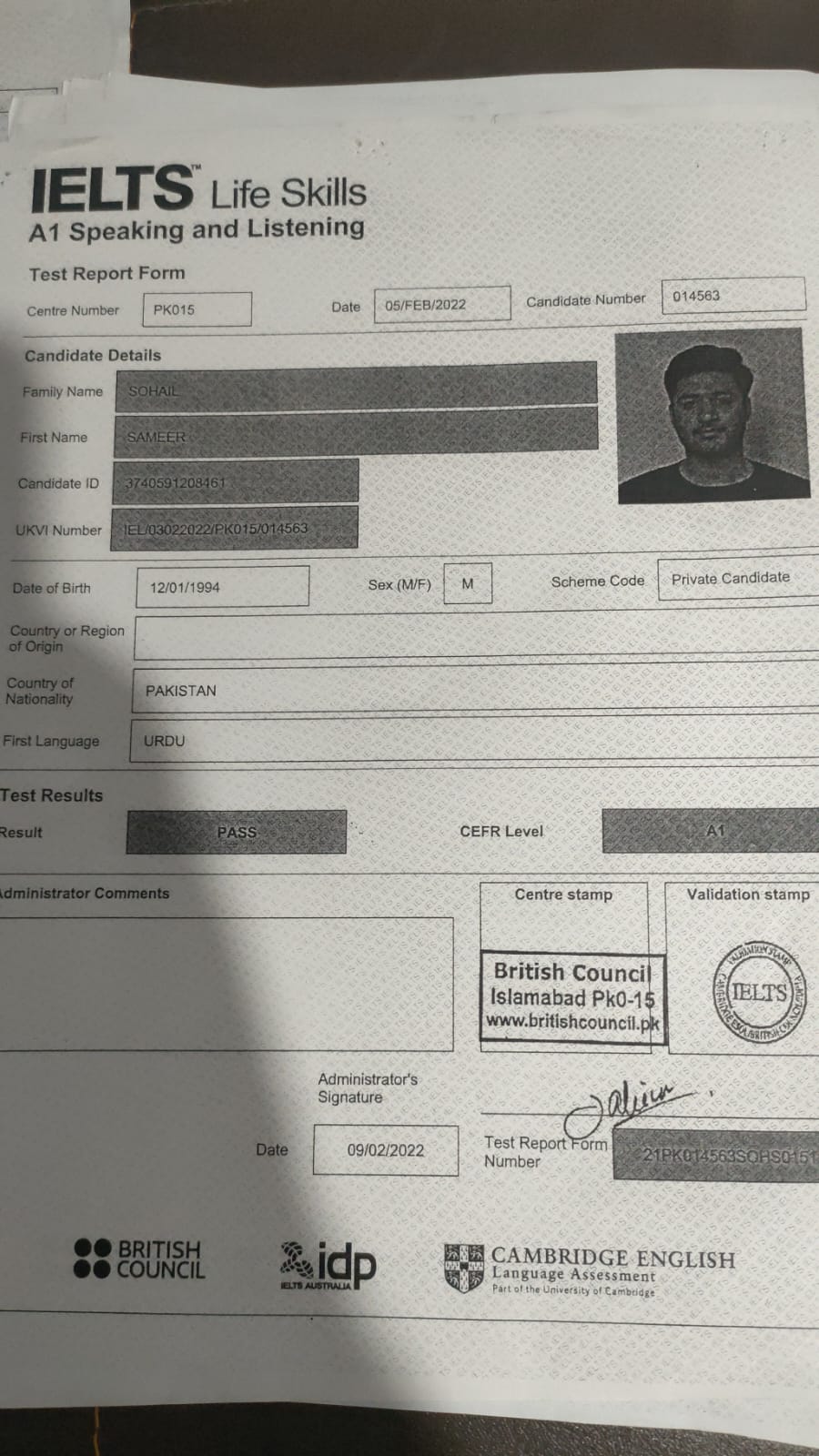 IELTS Certificate