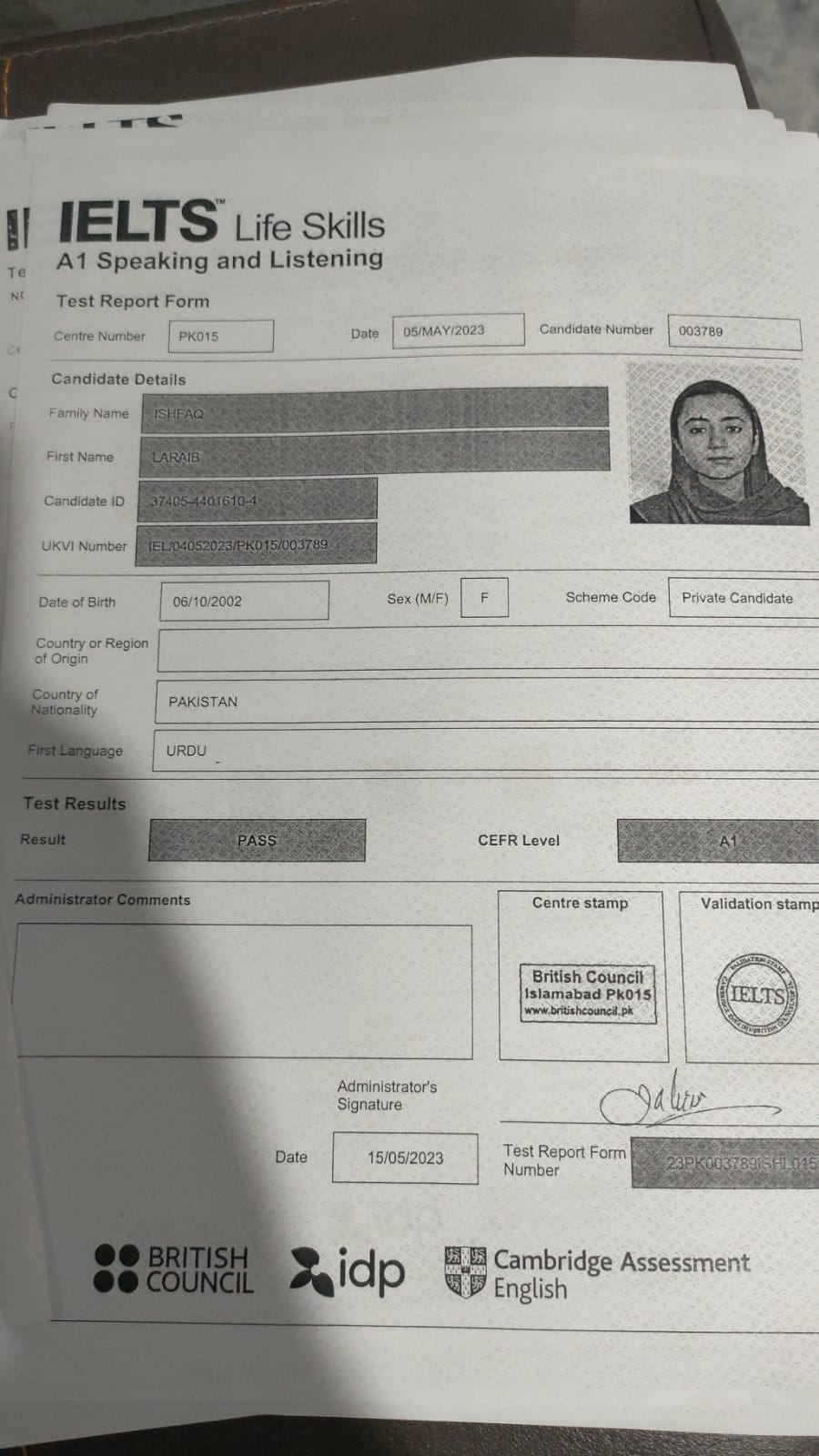 IELTS Certificate