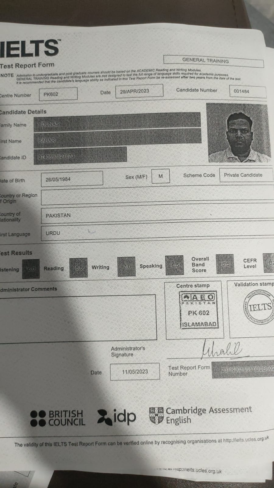IELTS Certificate