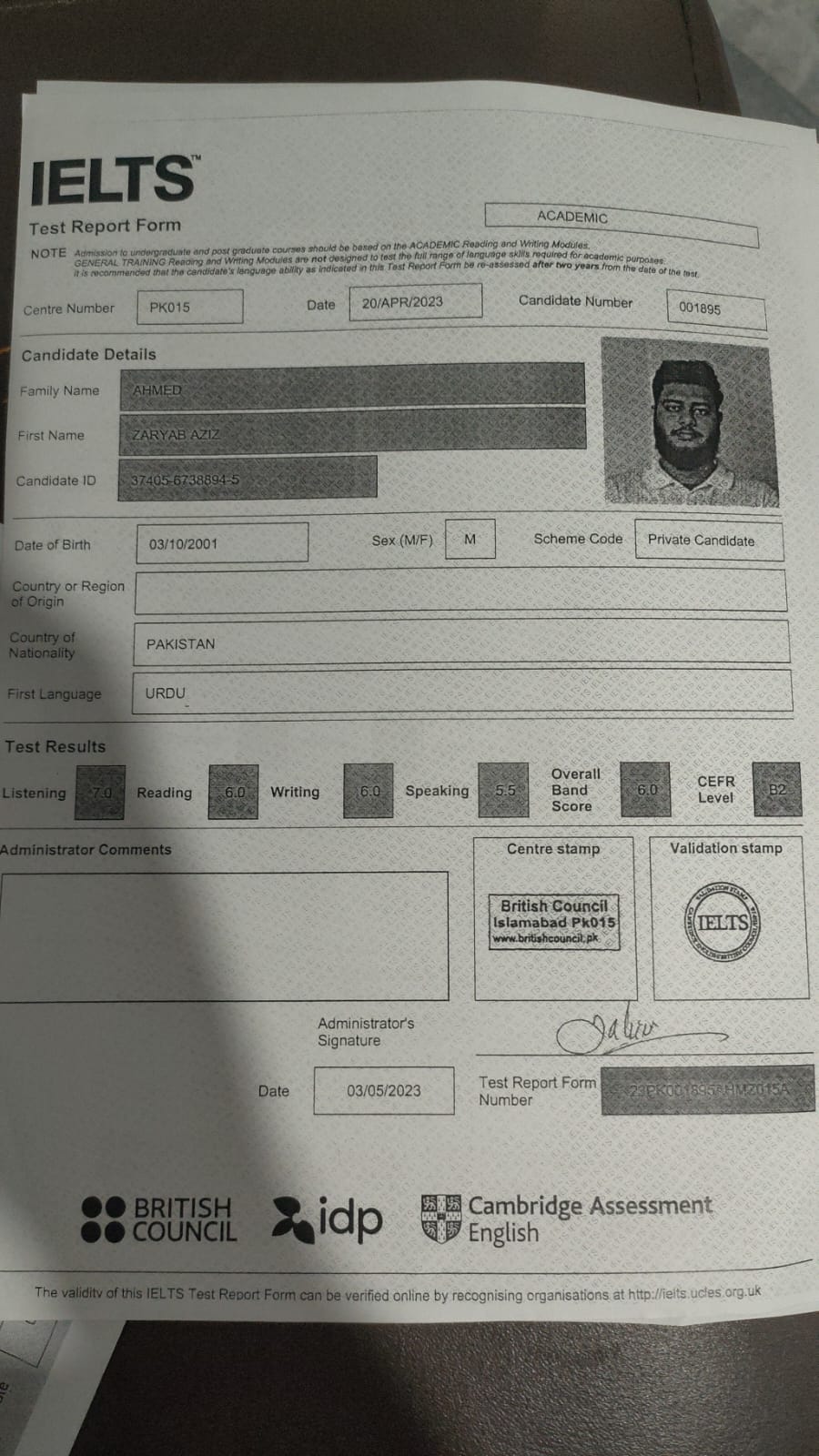 IELTS Certificate